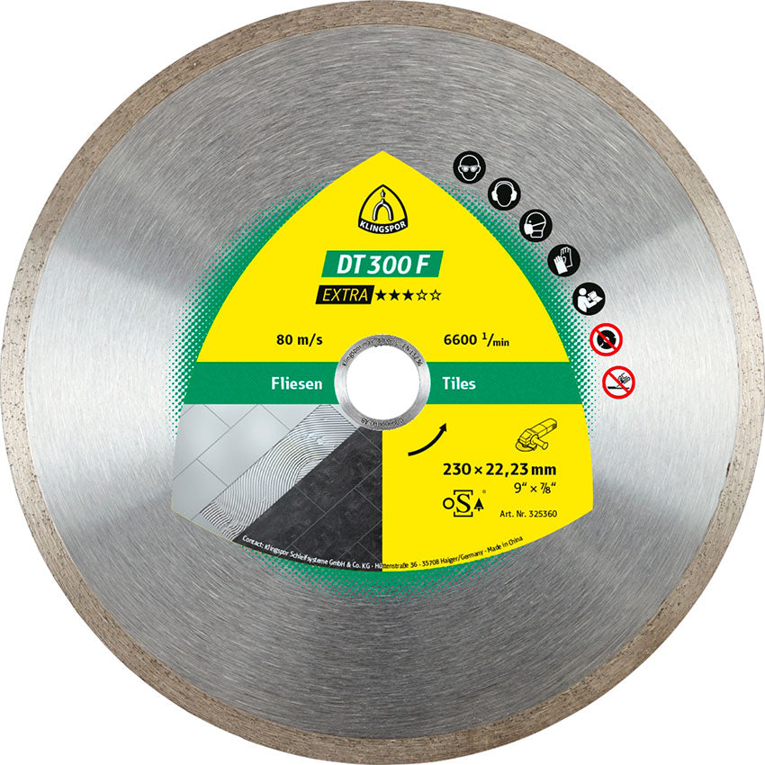 DT 300 F diamond cutting blades, 230 x 1,9 x 22,23 mm 1,9 x 7 mm, closed rim
