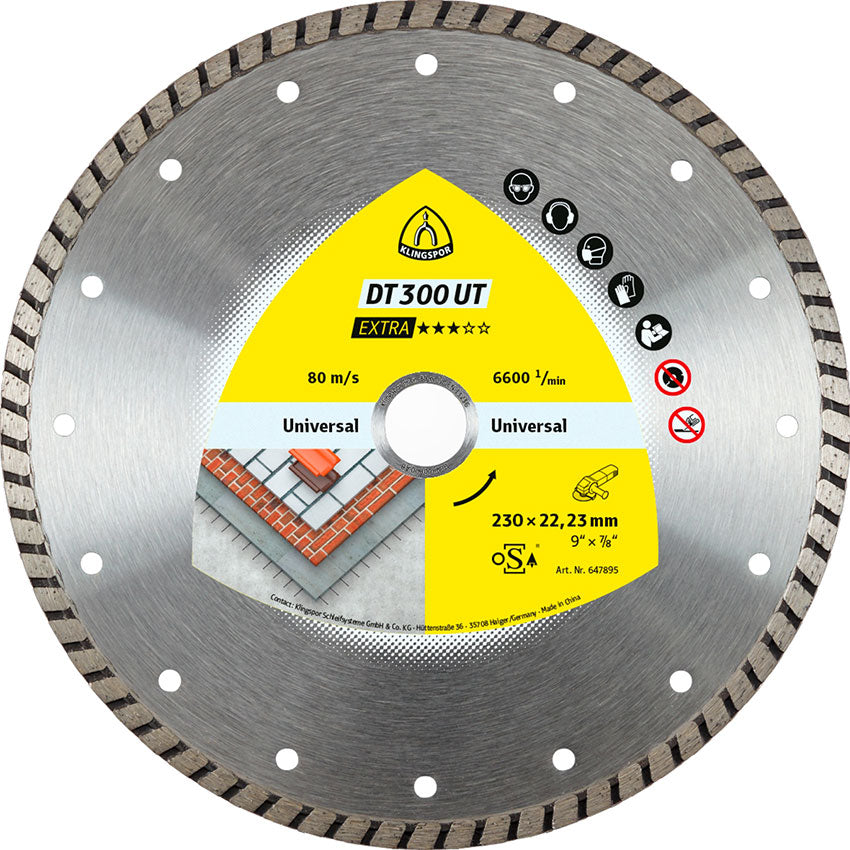 DT 300 UT diamond cutting blades, 230 x 2,5 x 22,23 mm 2,5 x 7 mm, closed rim turbo