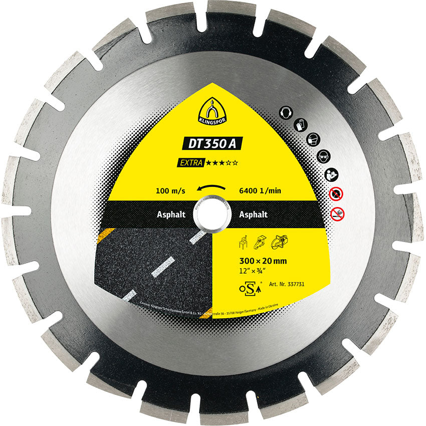 DT 350 A diamond cutting blades, 500 x 3,7 x 25,4 mm 30 segments 40 x 3,7 x 10 mm, wide gullet