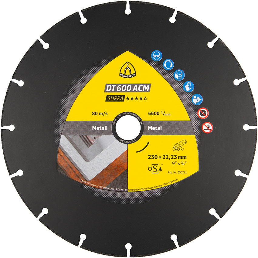 DT 600ACM diamond cutting blades, 125 x 1,3 x 22,23 mm 10 segments 36 x 1,3 x 1,8 mm, VG - vakuum brazed