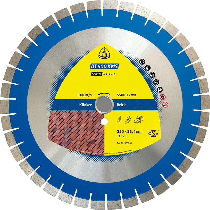 DT 600KMS diamond cutting blades, 500 x 3,6 x 60 mm 56 segments 24 x 3,6 x 15 mm, short serration Reduction ring 25,4