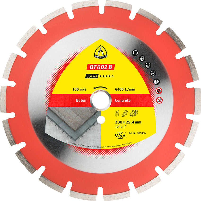 DT 602 B diamond cutting blades, 500 x 3,7 x 25,4 mm 30 segments 40 x 3,7 x 9 mm, wide gullet