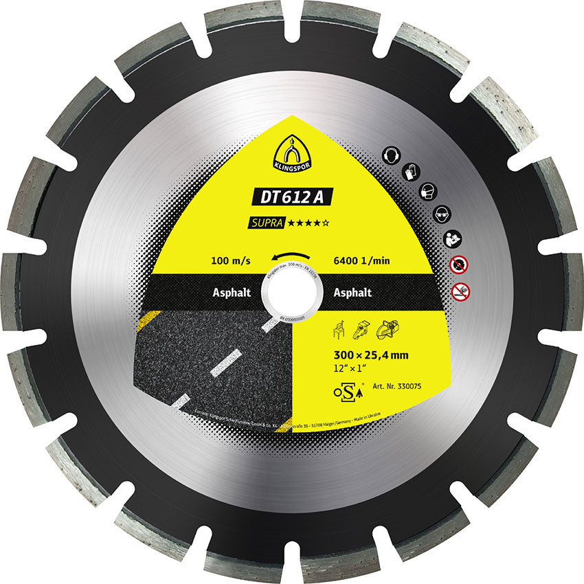 DT 612 A diamond cutting blades, 500 x 3,7 x 25,4 mm 30 segments 40 x 3,7 x 10 mm, wide gullet