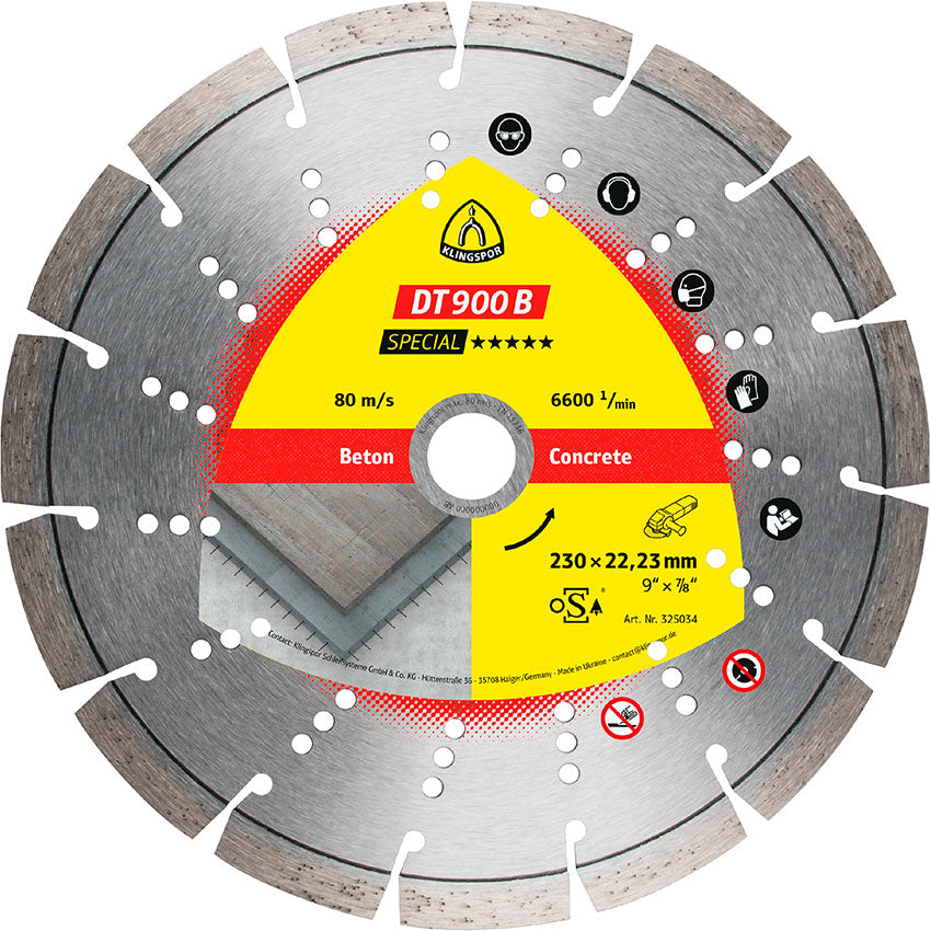 DT 900 B diamond cutting blades, 125 x 2,4 x 22,23 mm 9 segments 33 x 2,4 x 12 mm, standard serration