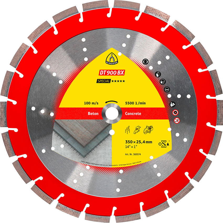 DT 900 BX diamond cutting blades, 400 x 3,6 x 25,4 mm 26 segments 40 x 3,6 x 12 mm, standard serration