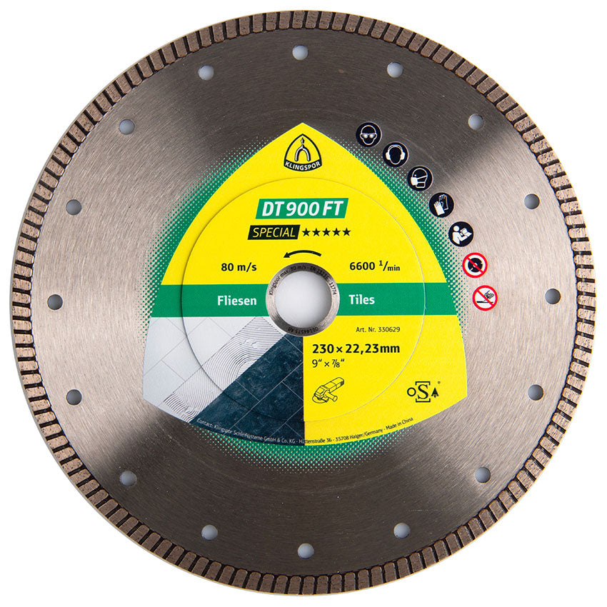 DT 900 FT diamond cutting blades, 230 x 2 x 22,23 mm 2 x 7 mm, closed rim turbo