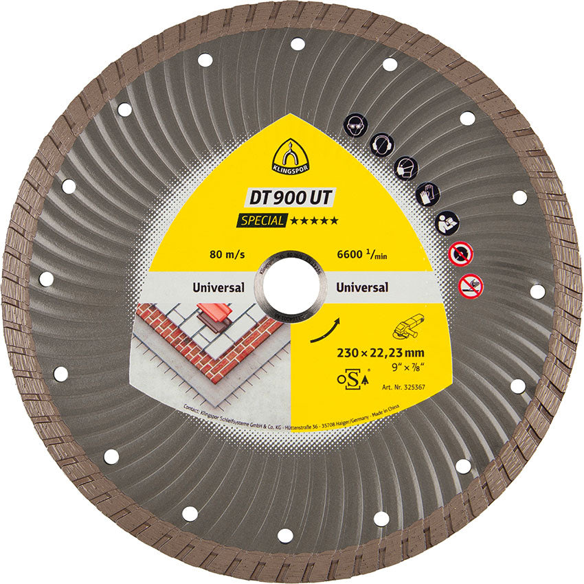 DT 900 UT diamond cutting blades, 230 x 2,5 x 22,23 mm 2,5 x 10 mm, closed rim turbo