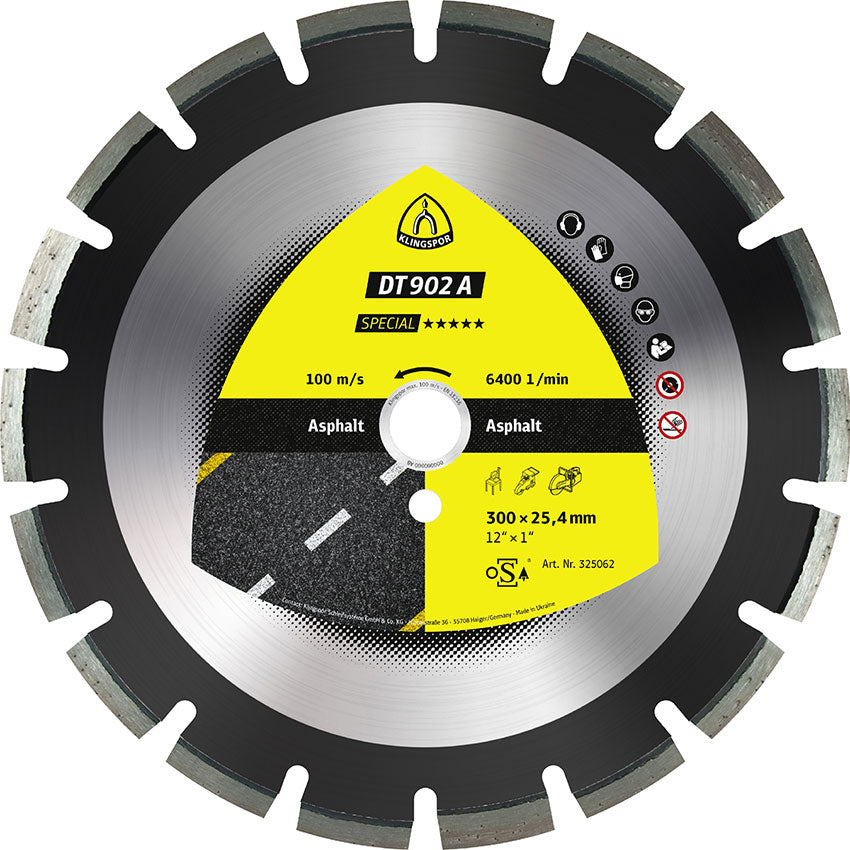 DT 902 A diamond cutting blades, 500 x 3,7 x 25,4 mm 30 segments 40 x 3,7 x 12 mm, wide gullet