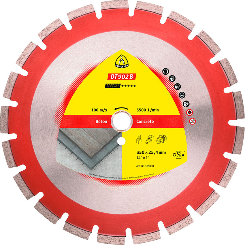 DT 902 B diamond cutting blades, 500 x 3,7 x 25,4 mm 30 segments 40 x 3,7 x 11 mm, wide gullet