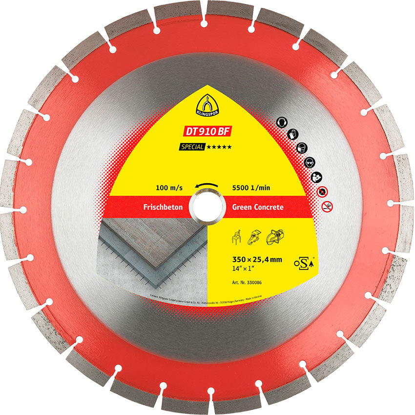 DT 910 B diamond cutting blades, 350 x 3,2 x 25,4 mm 24 segments 40 x 3,2 x 11 mm, narrow gullet