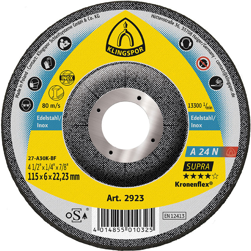 A 24 N grinding discs, 115 x 6 x 22,23 mm depressed centre