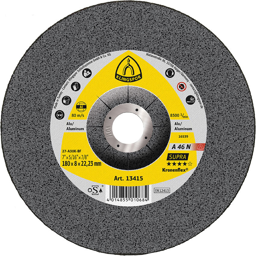 A 46 N grinding discs, 115 x 6 x 22,23 mm depressed centre
