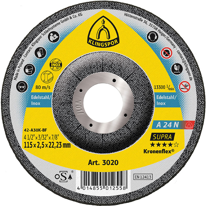 A 24 N cutting-off wheels, 115 x 2,5 x 22,23 mm depressed centre