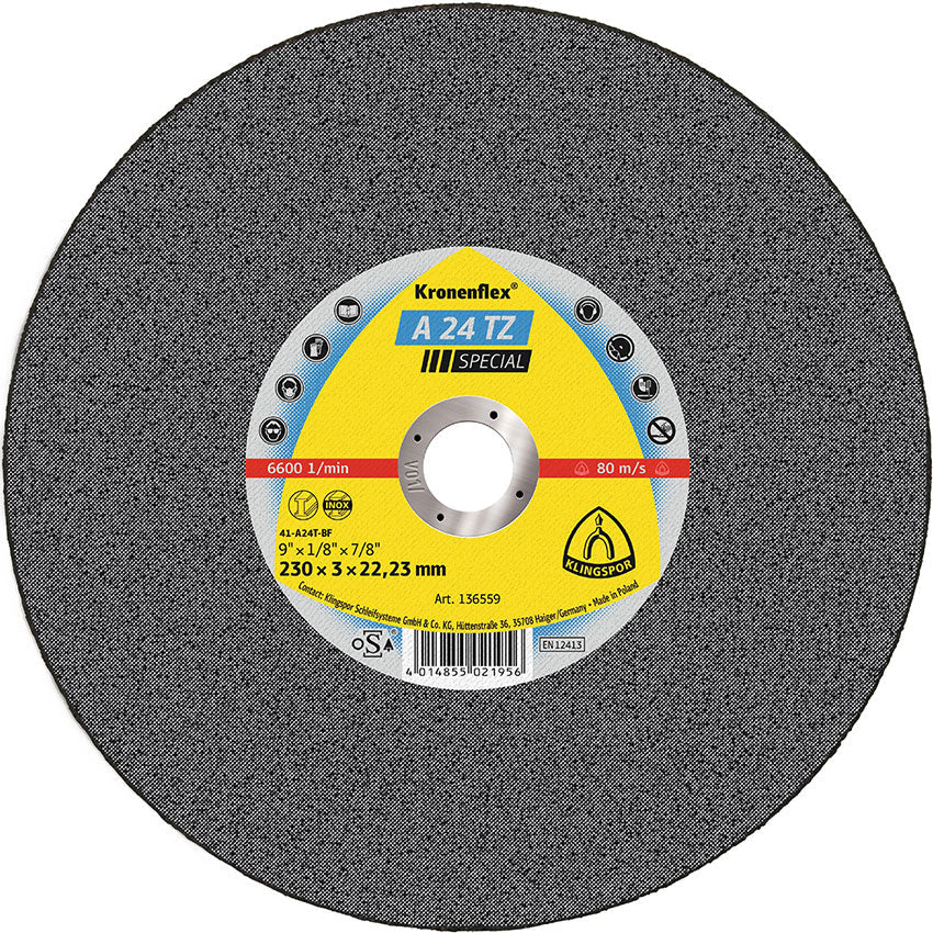 A 24 TZ cutting-off wheels, 230 x 3 x 22,23 mm flat