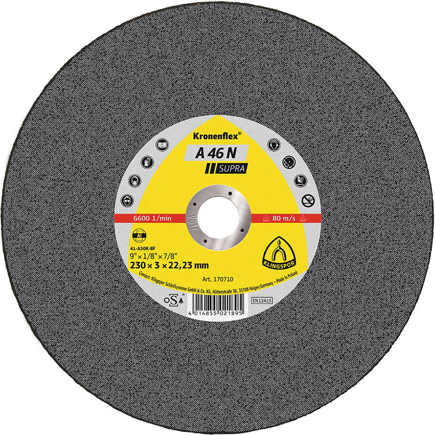 A 46 N cutting-off wheels, 230 x 3 x 22,23 mm flat