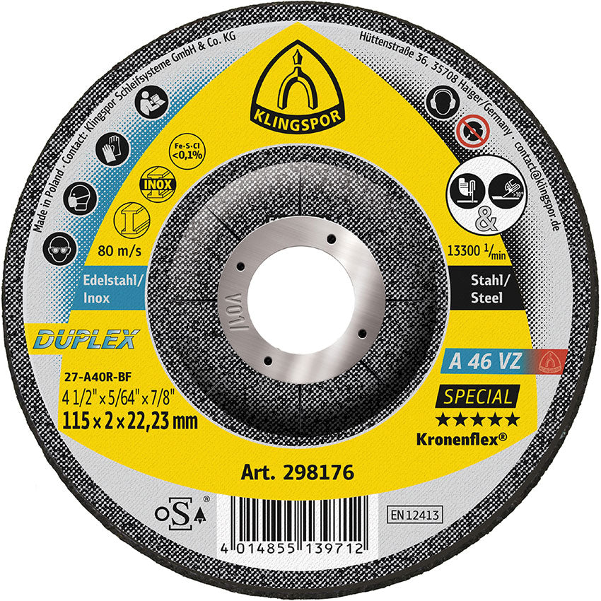 A 46 VZ cutting-off wheels, 115 x 2 x 22,23 mm depressed centre