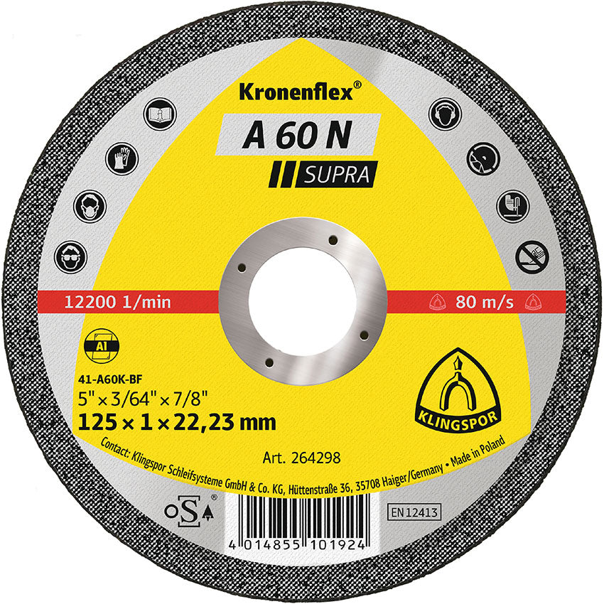 A 60 N cutting-off wheels, 115 x 1 x 22,23 mm flat