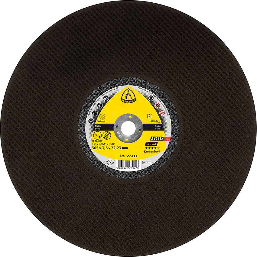A 624 SX large cutting-off wheels, 406 x 4 x 25,4 mm flat