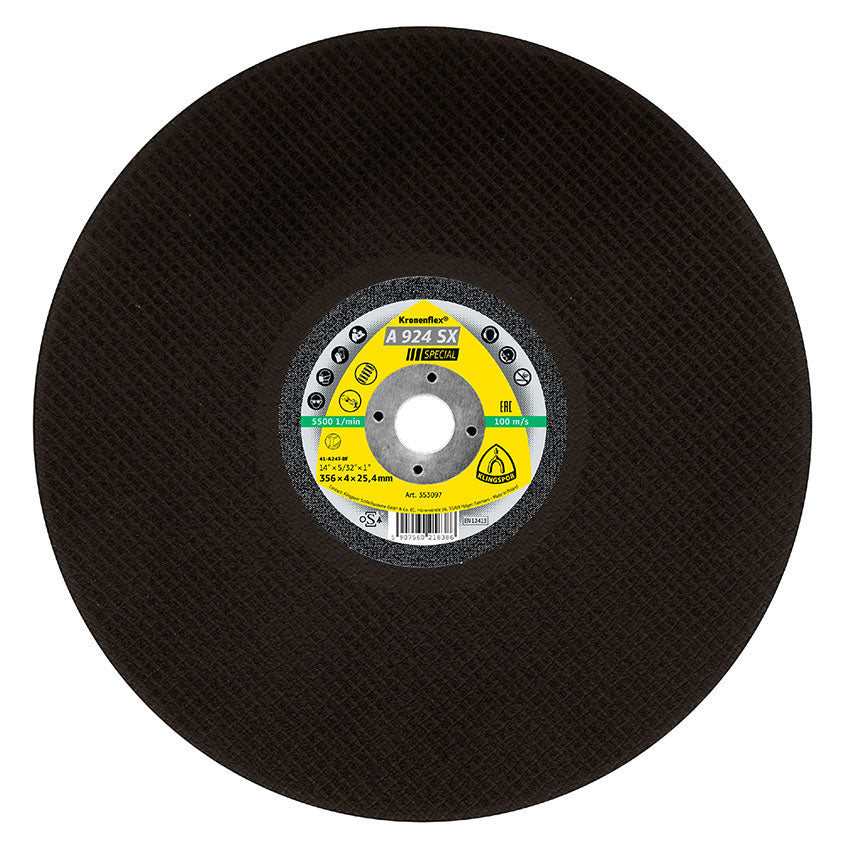 A 924 SX large cutting-off wheels, 356 x 4 x 25,4 mm flat