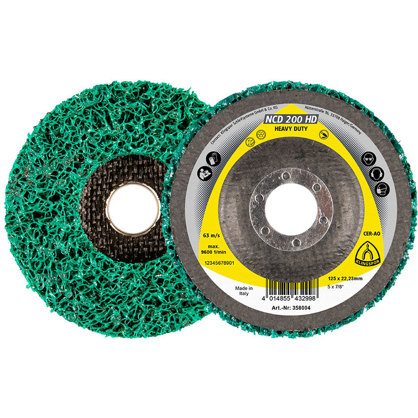 NCD 200HD cleaning wheel, 125 x 22,23 mm extra coarse Aluminium oxide flat
