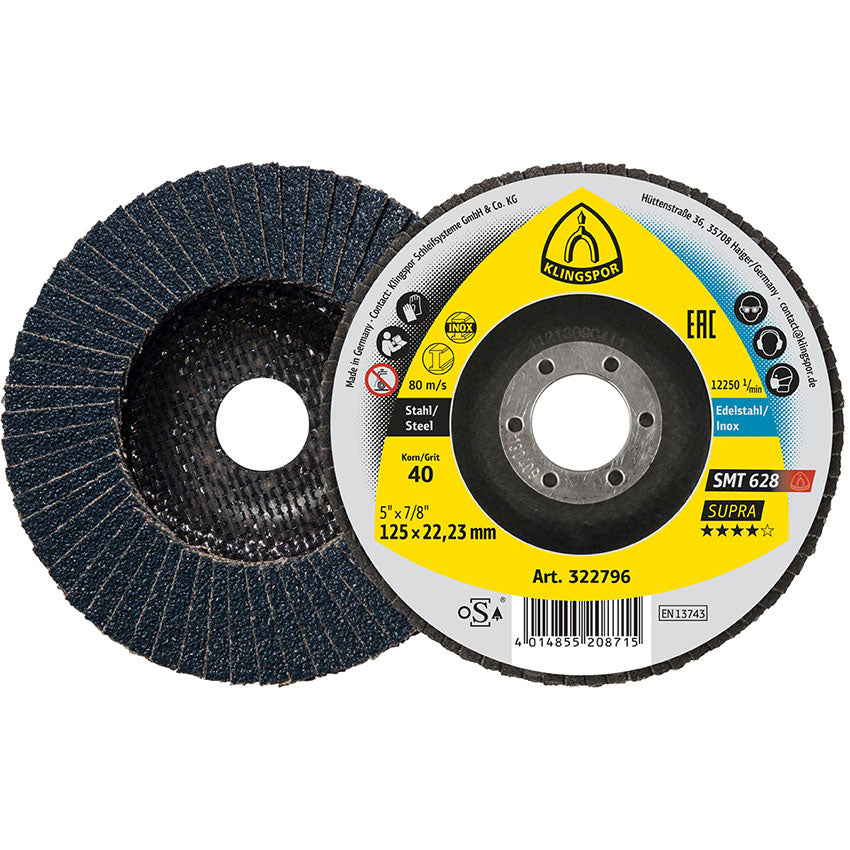 SMT 628 abrasive mop discs, 180 x 22,23 mm grain 80 flat