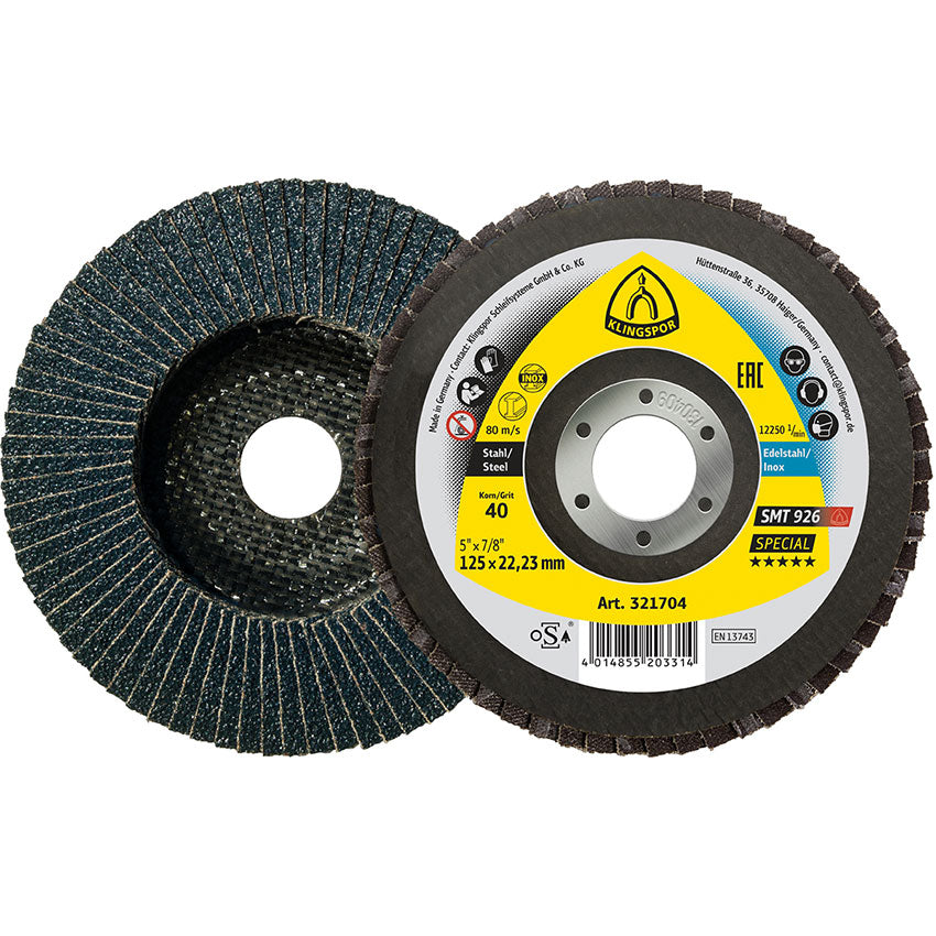 SMT 926 abrasive mop discs, 180 x 22,23 mm grain 80 convex